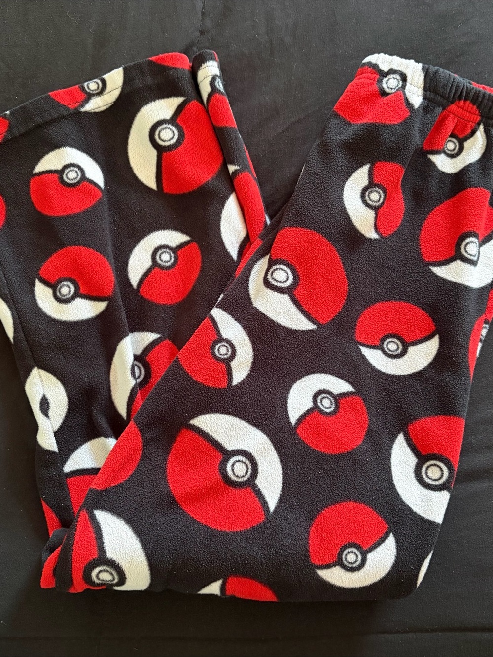 Kids Black & Red Pokeball Fleece Pajama Pants